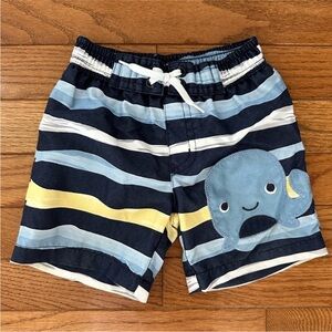 GYMBOREE Boys Swim Trunks 6-12 months striped with whale boys swimwear baby